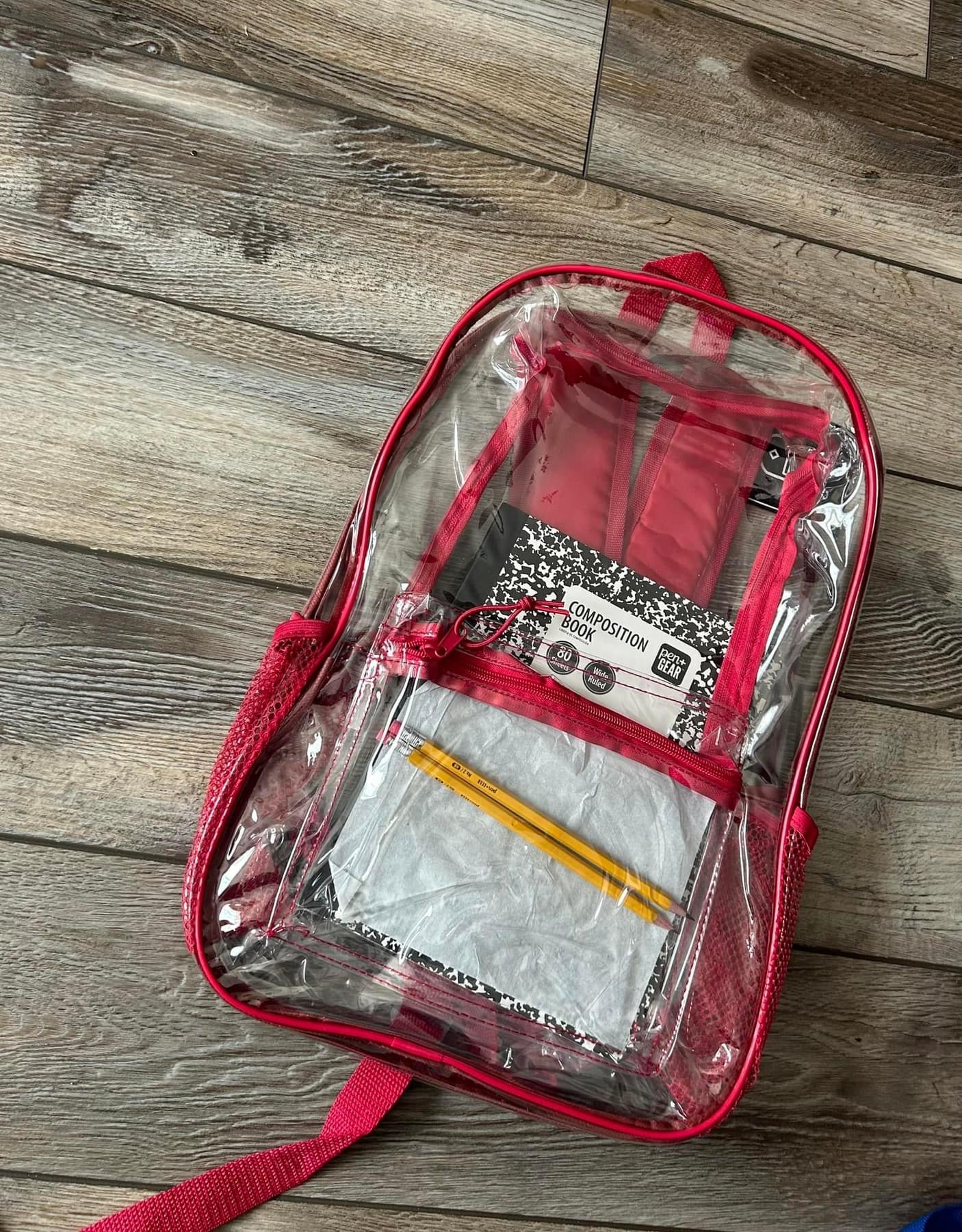 Clear Backpack W/ School Supplies