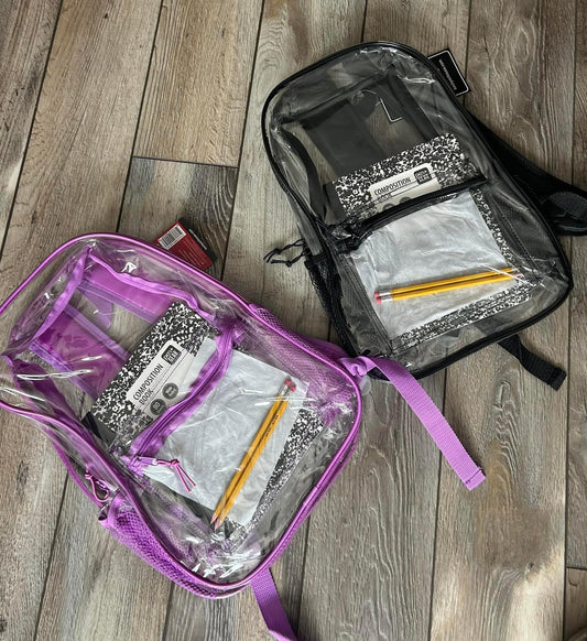 Clear Backpack W/ School Supplies