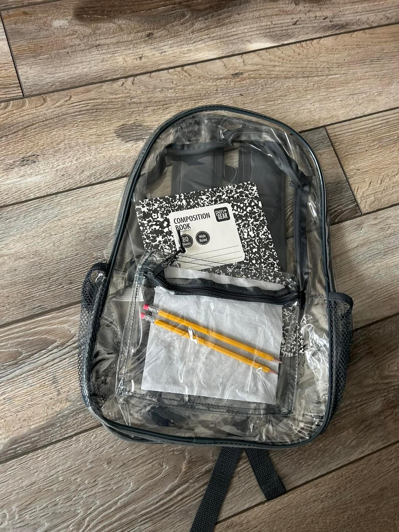 Clear Backpack W/ School Supplies